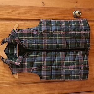 Landsend puffy plaid vest Women's medium tall